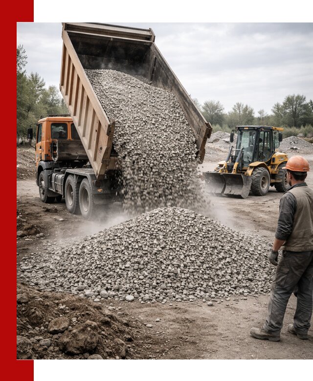 Доставка щебня в Североуральске крупными и мелкими фракциями