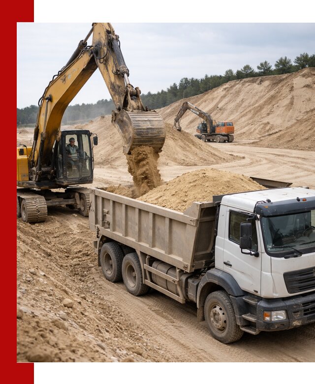 Доставка карьерного песка с самосвалами и разгрузкой в Североуральске