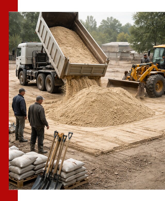 Доставка мытого песка в Североуральске с самосвалами по выгодной цене