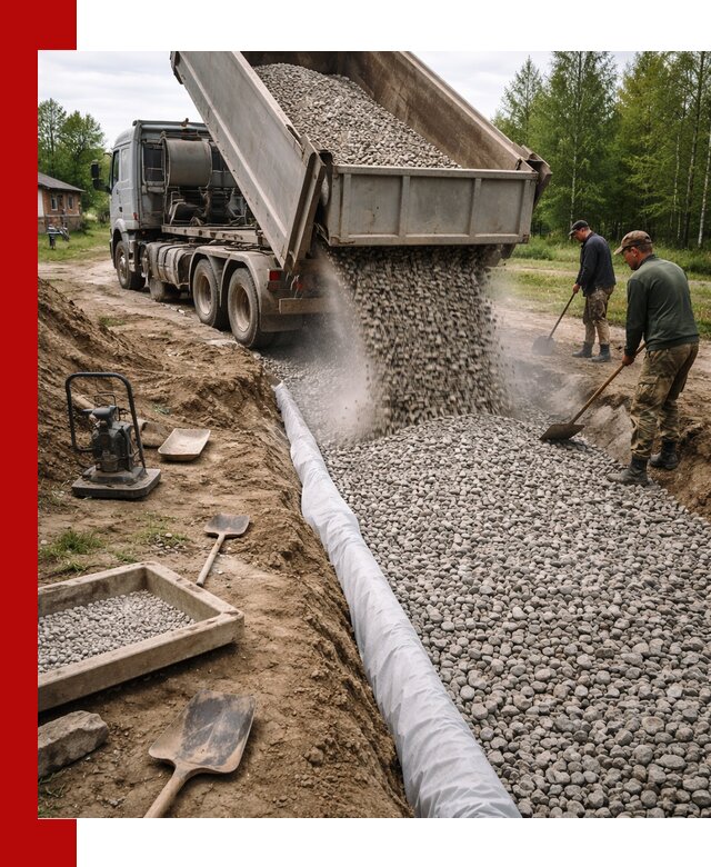 Гравий для дренажа с доставкой в Североуральске качественный и недорогой