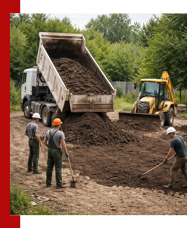Доставка и укладка грунта для выравнивания участка в Североуральске