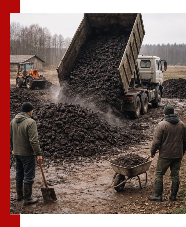 Доставка низинного торфа с разгрузкой и доставкой в Североуральске