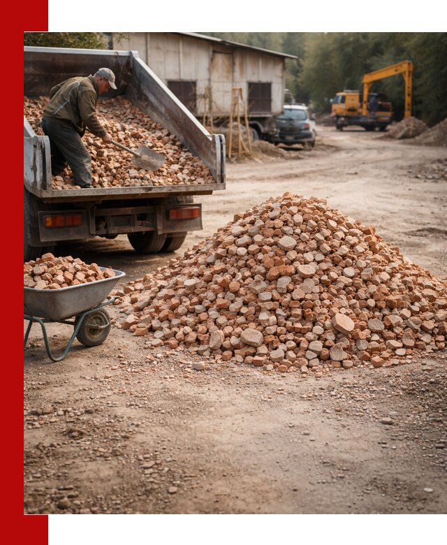 Доставка и подушка из боя кирпича с разгрузкой в Североуральске