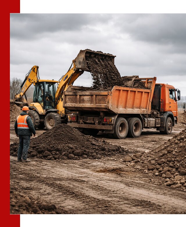 Вывоз грунта и строительного мусора в Североуральске грузовыми самосвалами