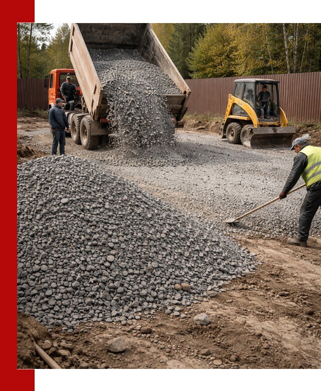 Отсыпка участка щебнем с доставкой и уплотнением в Североуральске